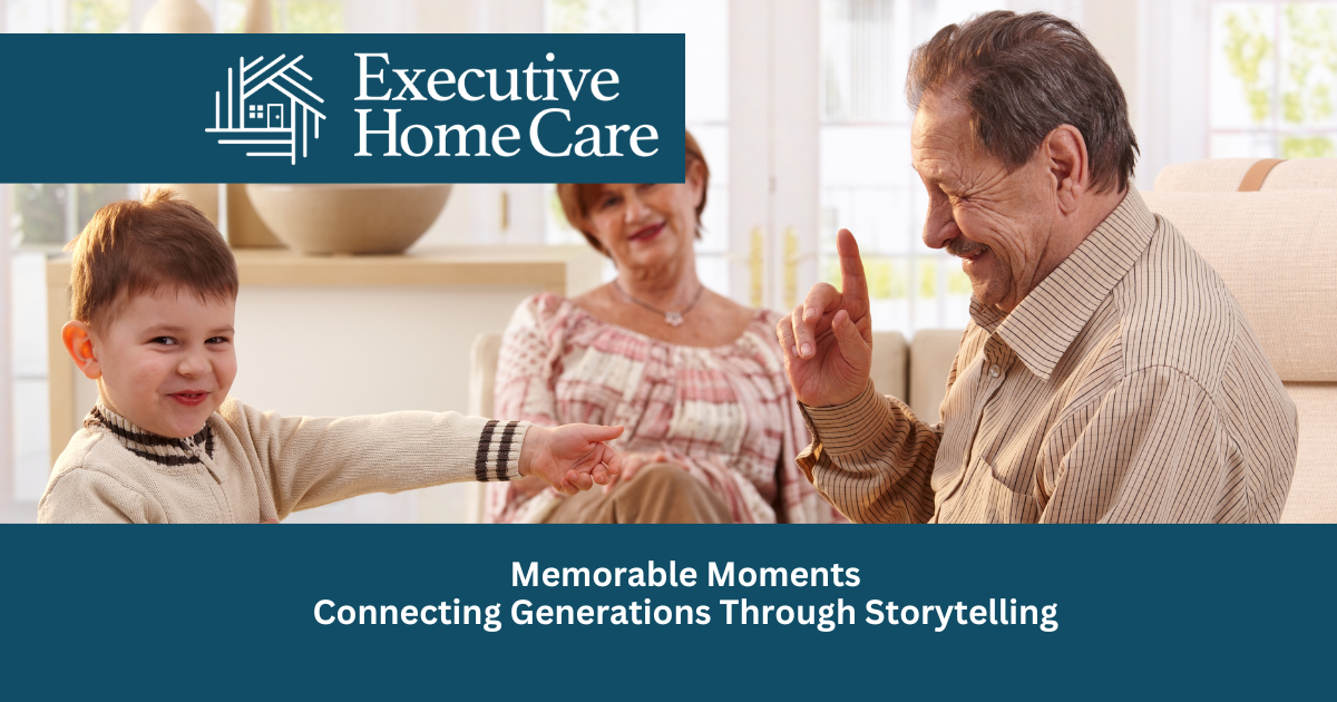 man telling his grandson a story